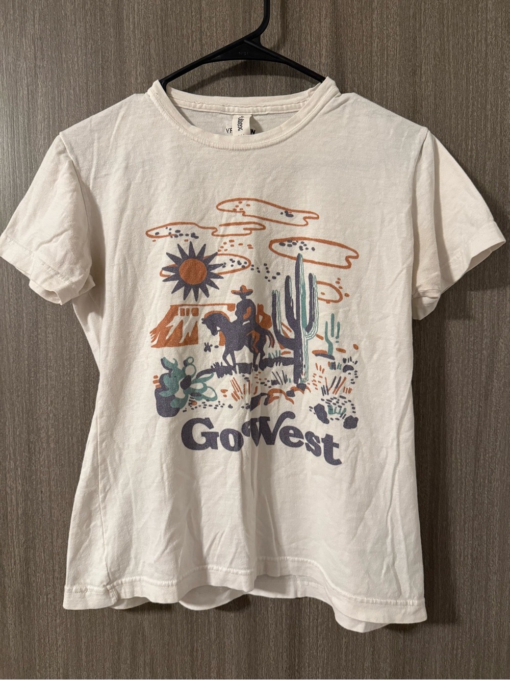 Tultex White Short Sleeve Tee with Rust & Navy Desert Graphic
